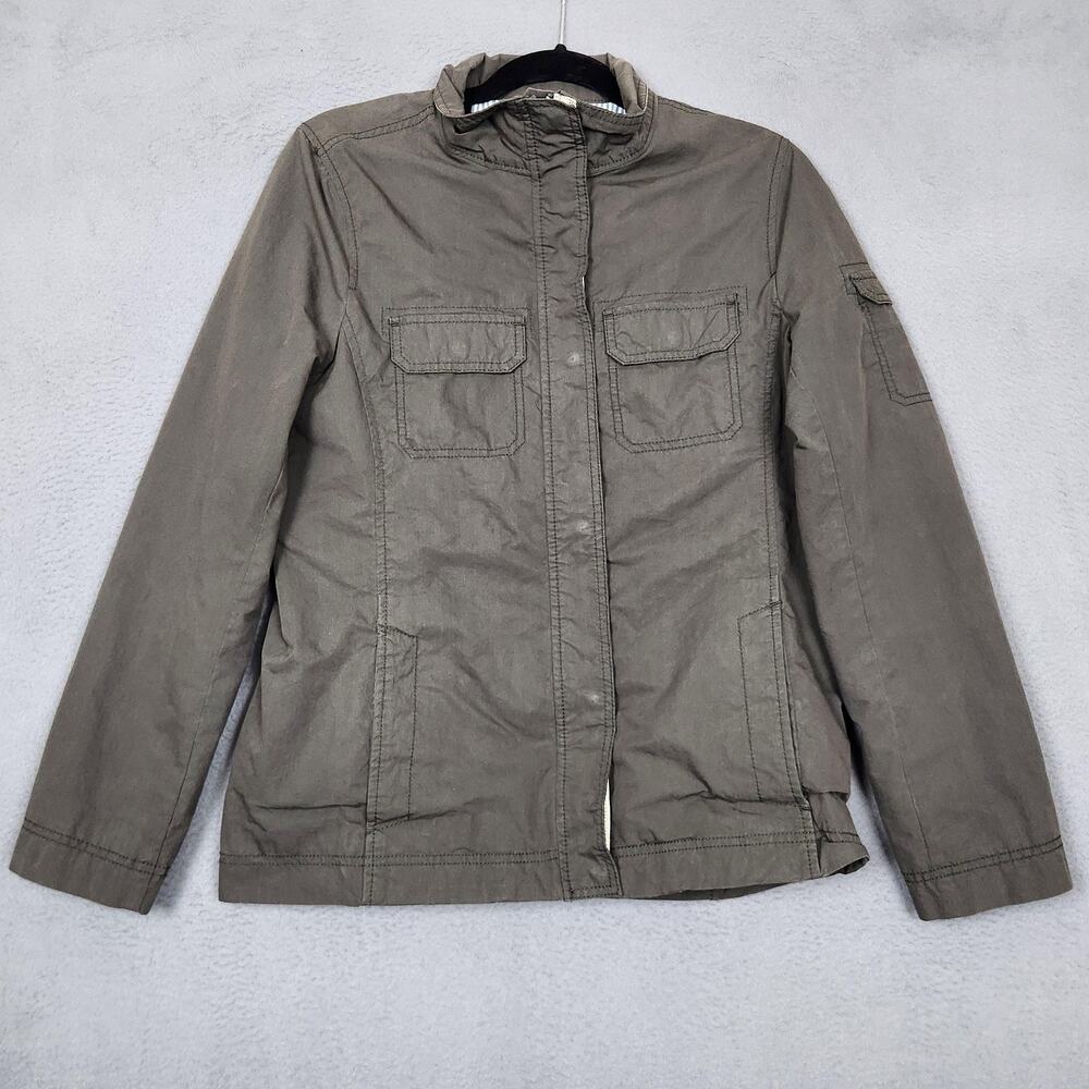 Lands' End Canvas Jacket Womens Medium Green Military Field Cotton Lined